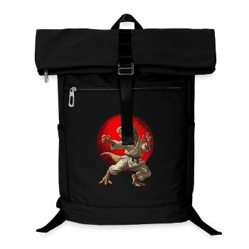 Dinosaur T-Rex Karate Judo Japan Flag - Laptop Backpack - black - Front