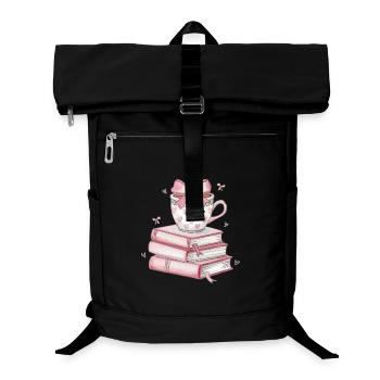 Heart Mug and Stack of Books - Laptop Backpack - black - Front