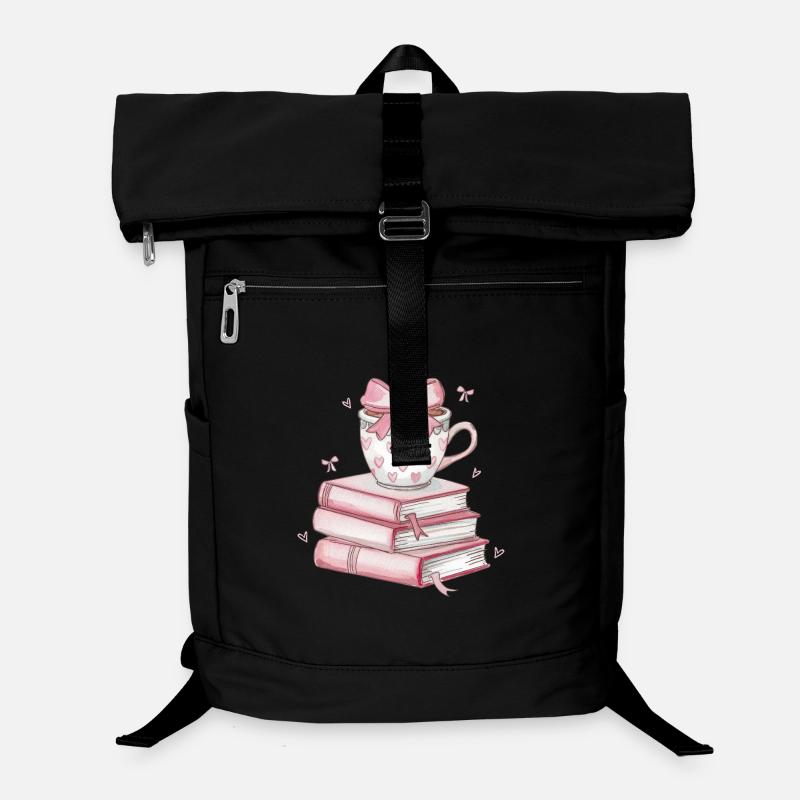 Heart Mug and Stack of Books - Laptop Backpack - black