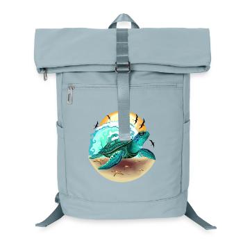 Meeresschildkröte, Ozeanwellen- und Fregattenvögel - Laptop-Rucksack  - Eisblau - Vorne