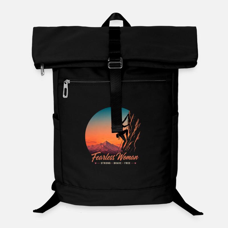 Fearless Woman Climbs – Strong, Brave, Free Laptop Backpack
