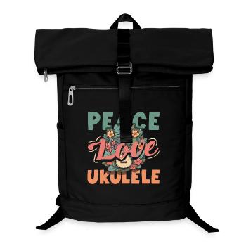 Peace Love Ukulele Hippie Hawaii Music Musician - Laptop Backpack - black - Front