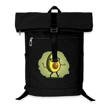 Nerdige Avocada läuft über eine Wiese - Laptop-Rucksack  - Schwarz - Vorne