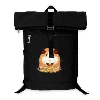 Laughing guinea pig in straw – good mood - Laptop Backpack - black - Front