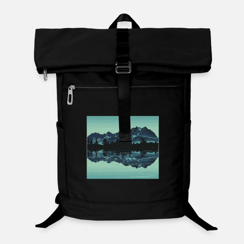 Retro Pixel Art Mountain Lake Laptop-Rucksack 
