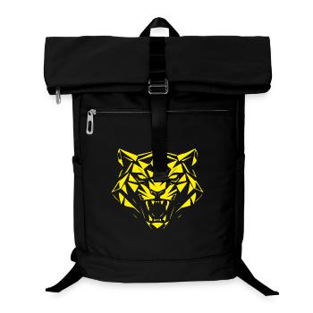 Geometric Yellow Tiger Head - Laptop Backpack - black - Front