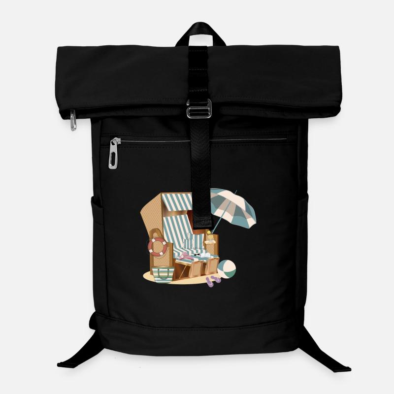 magnifique panier de plage sur la plage avec accessoires Sac à dos ordinateur