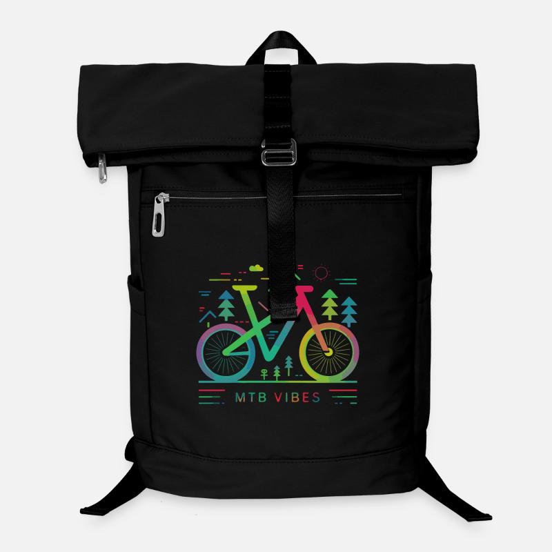 Vibrant Mountain Bike Trail Illustration Laptop Backpack