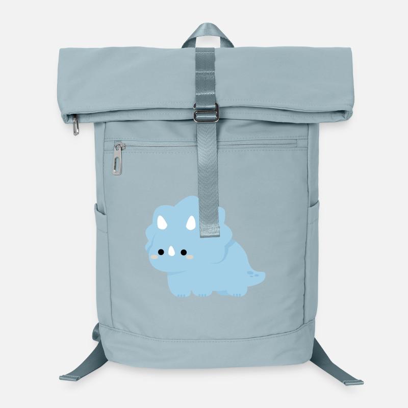 Pastel Blue Dino Triceratops Charm Laptop Backpack