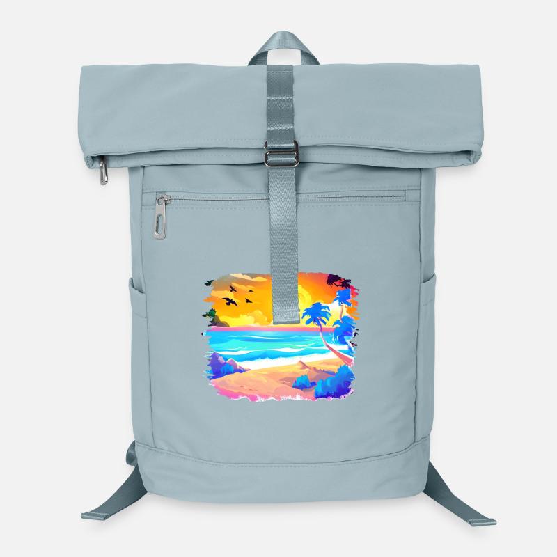 Summer Sunset Beach Watercolor Laptop Backpack