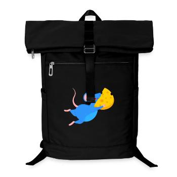 Fröhliche blaue Maus & gelber Käse - Laptop-Rucksack  - Schwarz - Vorne