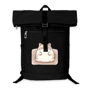 Flauschige dicke Katze in Stillpose - Laptop-Rucksack  - Schwarz - Vorne
