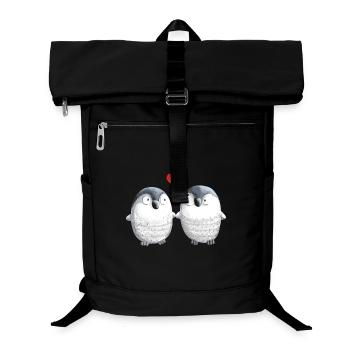 Pingouins amoureux - Pingouin - Oiseau - Amour - Coeur - Sac à dos ordinateur - noir - Devant