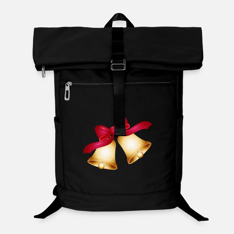 zwei goldene Glocken mit großer roter Schleife Laptop-Rucksack 