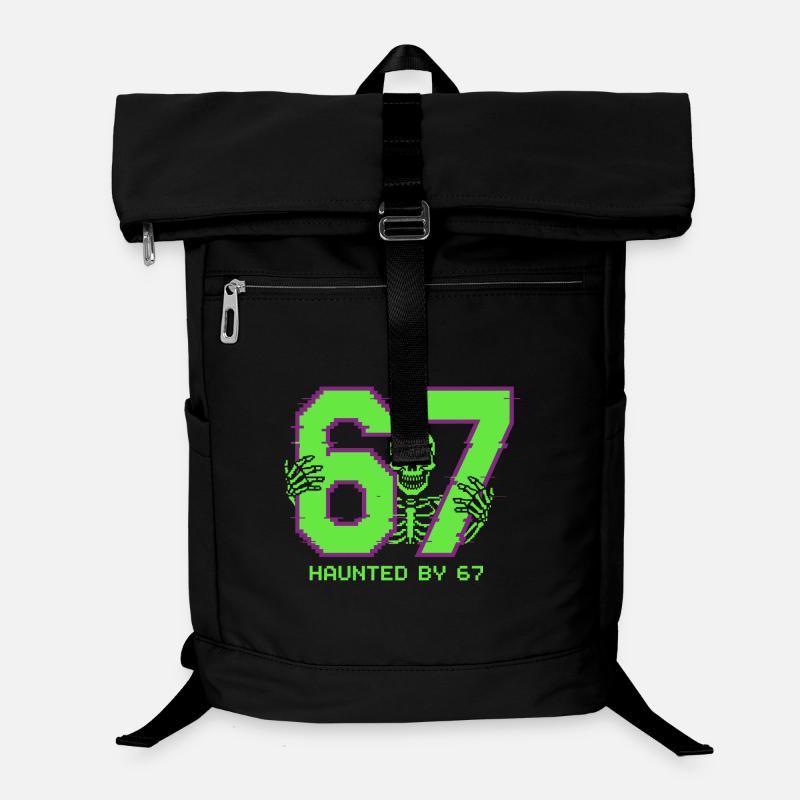 Six Seven Meme Haunted by 67 Retro Pixel Laptop-Rucksack 