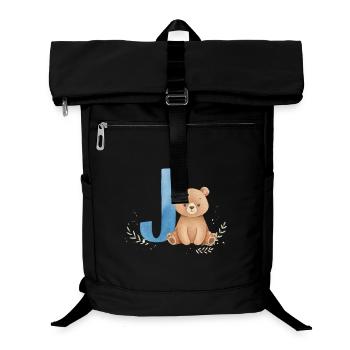 J und Teddy Bär Aquarell-Design - Laptop-Rucksack  - Schwarz - Vorne