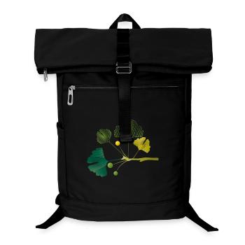 Branche de ginkgo faite de lignes de feuilles dans des tons verts doux - Sac à dos ordinateur - noir - Devant