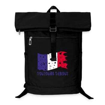 Drapeau français déchiré mais toujours debout ! - Sac à dos ordinateur - noir - Devant
