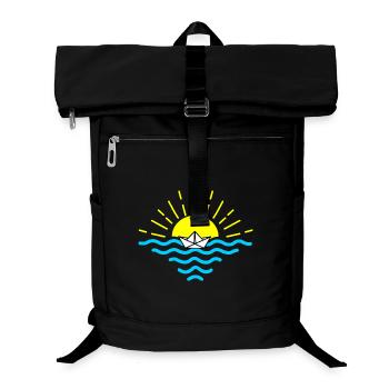 Sonnenuntergang weiß gefaltetes Boot Papierboot - Laptop-Rucksack  - Schwarz - Vorne