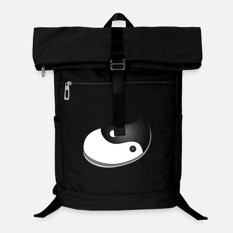 Yin-Yang Symbol in Teardrop Shape – Balance Design - Laptop Backpack - black
