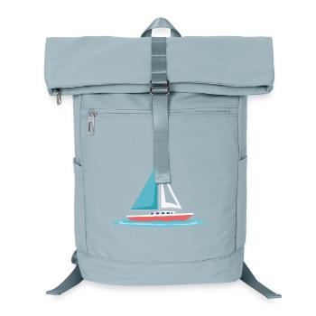 Segelboot Grafik in Mint & Rot - Laptop-Rucksack  - Eisblau - Vorne