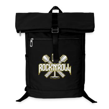 RocknRoll Crest mit Gitarren und Mikrofon - Laptop-Rucksack  - Schwarz - Vorne