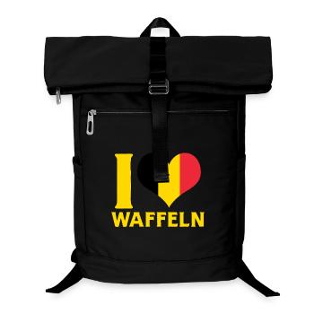 J’adore les gaufres Drapeau de la Belgique Décor alimentaire - Sac à dos ordinateur - noir - Devant