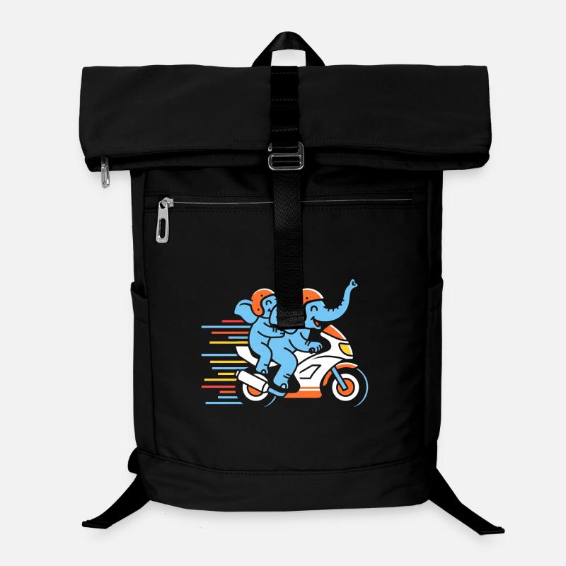 Elephant racing duo on motorcycle - Laptop Backpack - black