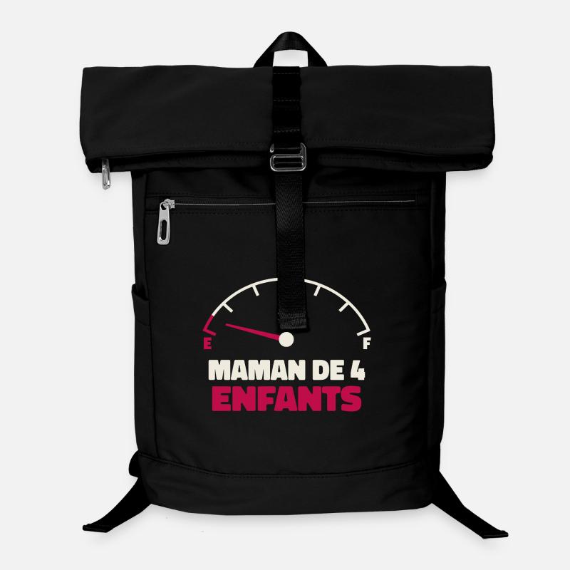 Maman de 4 Enfants Jauge Essence Humour Fatigue - Sac à dos ordinateur - noir