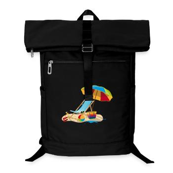 Chaise longue sur la plage - Détente en vacances - Sac à dos ordinateur - noir - Devant