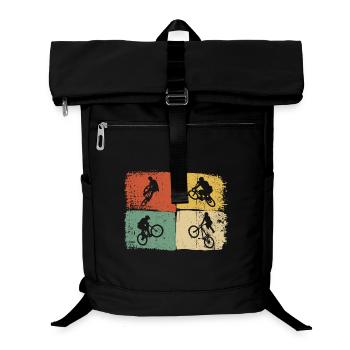 Quad Bike Silhouettes on Colour Blocks - Laptop Backpack - black - Front