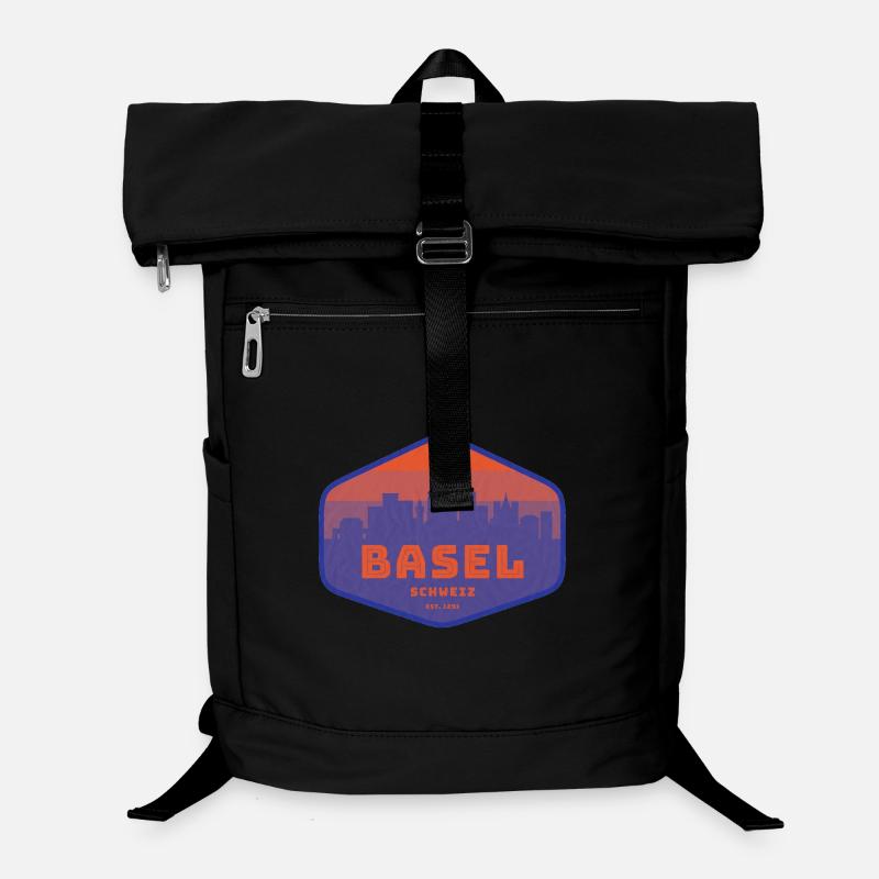 Basel Skyline Retro Abzeichen Laptop-Rucksack 