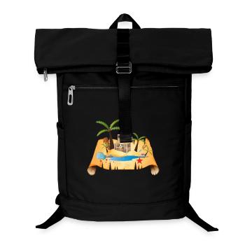 Adventurous treasure map with gold chest - Laptop Backpack - black - Front