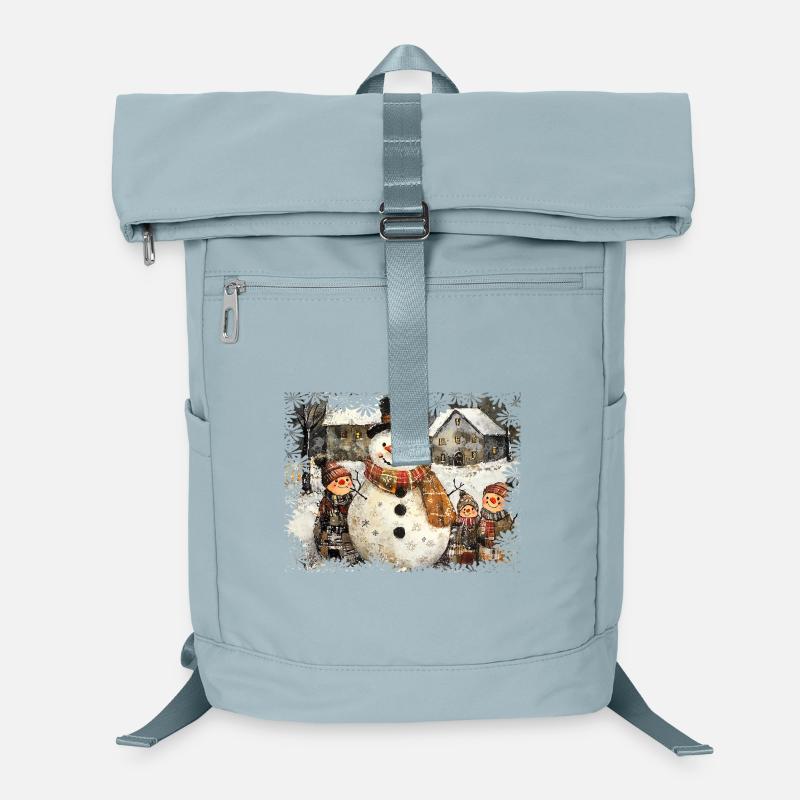 Charmanter Winter Schneemann mit Kindern Laptop-Rucksack 