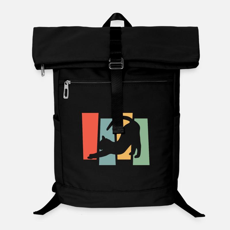 Silhouette de chat devant des blocs de couleur Sac à dos ordinateur