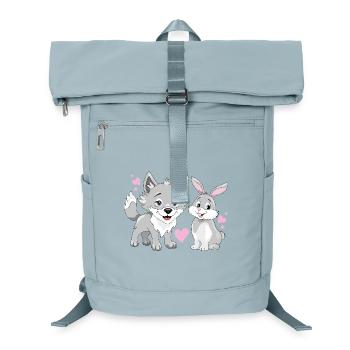 Happy baby wolf and cute smiling rabbit - Laptop Backpack - ice blue - Front