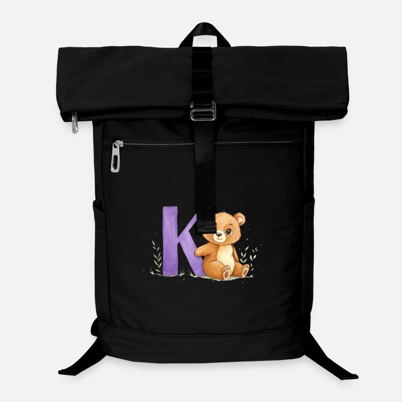 Watercolor Bear with Letter K Laptop Backpack