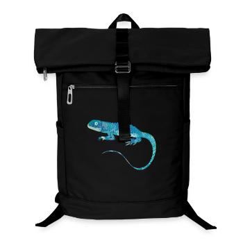 blue iguana collage of different patterns - Laptop Backpack - black - Front