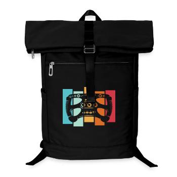 Rétro Racing Sim Formula Volant Logo de voiture vintage - Sac à dos ordinateur - noir - Devant