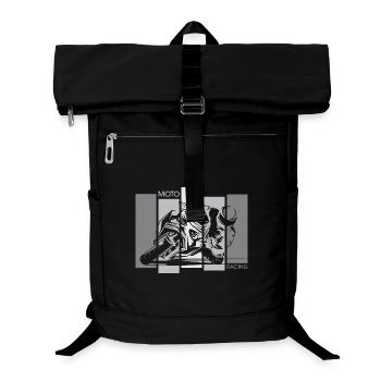 Motorcycle Racing Moto Biker Illustration Icon - Laptop Backpack - black - Front