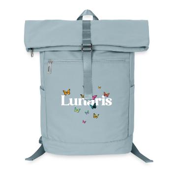 Beau prénom de fille LUNARIS avec des papillons - Sac à dos ordinateur - bleu glacier - Devant