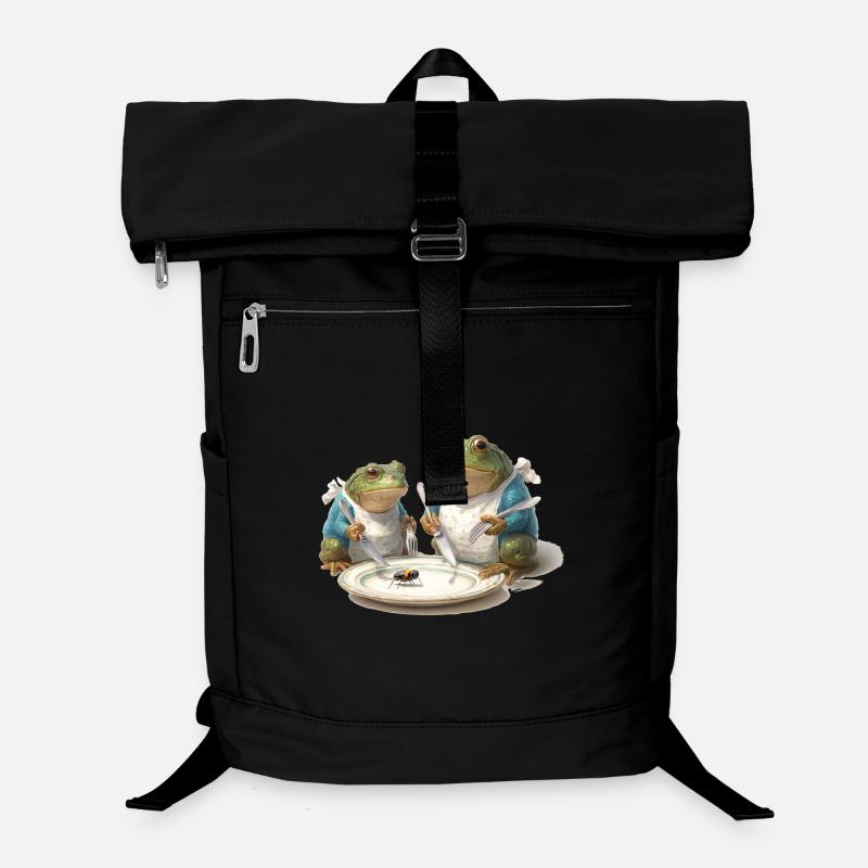 Dîner de grenouille : Mouche dans une assiette Sac à dos ordinateur