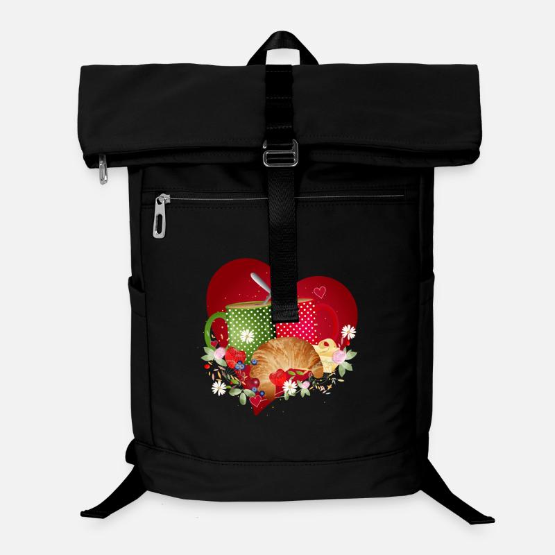 Breakfast for two with croissant, coffee and berries Laptop Backpack
