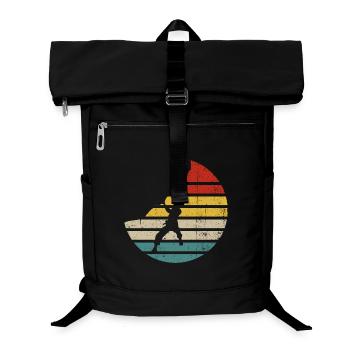 Silhouette rétro du Coucher de Soleil - Sac à dos ordinateur - noir - Devant