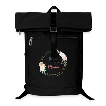 Team de la mariée - frame or et fleurs - Sac à dos ordinateur - noir - Devant