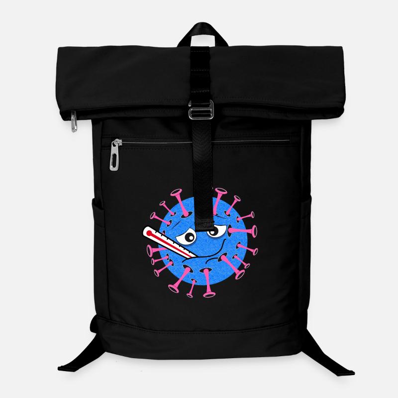 Krankes Virus – Cartoon mit Fieberthermometer Laptop-Rucksack 