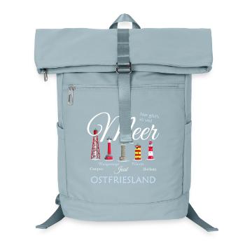Viel Meer Pilsum, Borkum, Zeichnung Ostfriesland - Laptop-Rucksack  - Eisblau - Vorne
