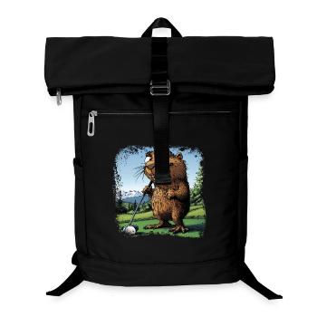 Golfspieler Murmeltier - Laptop-Rucksack  - Schwarz - Vorne