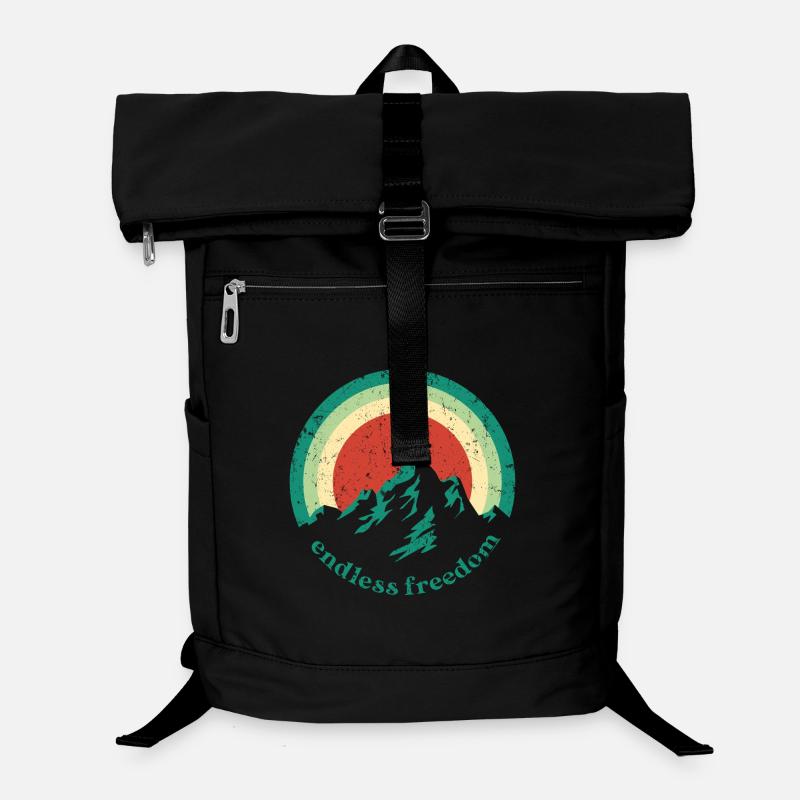Endless Freedom Mountain Rainbow dans un design rétro Sac à dos ordinateur