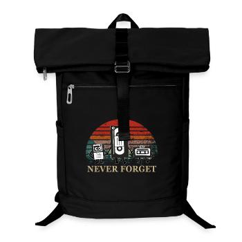 Retro Kassetten-Trio mit Never Forget Theme - Laptop-Rucksack  - Schwarz - Vorne
